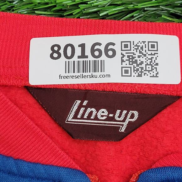 Line-Up Zip Fleece Jacket M/L 22x22 Boxy Cropped Red Blue - Picture 7 of 13